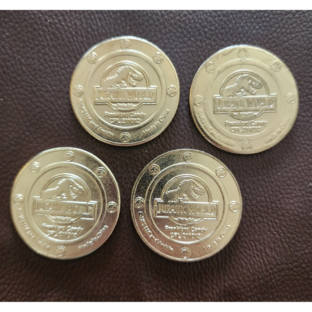 Jurassic World Dinosaur Coin Token Lot Frankford Candy T-Rex Velociraptor Stegos